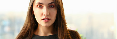 Beautiful european woman portrait. Worth office