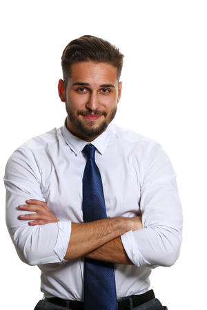 Handsome smiling adult bearded brunette caucasian personの写真素材