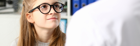 Little child at pediatrician receptionの写真素材