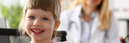 Little child at pediatrician reception