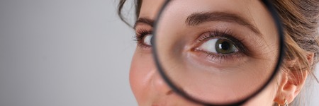 Young beautiful woman portrait looks painfulの写真素材