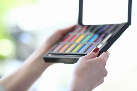 Makeup Artist Holding Beauty Cosmetic Productの写真素材