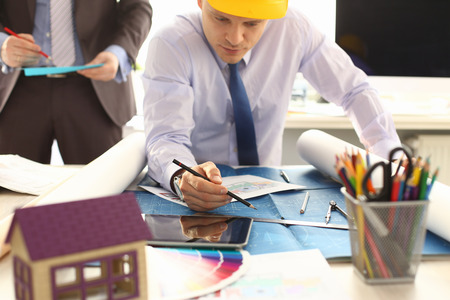 Male Architector Working on Construction Projectの写真素材