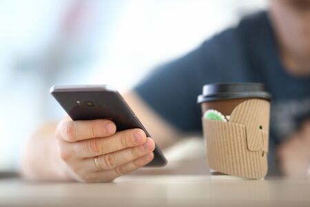 Male hand hold smartphone samsungのeditorial素材