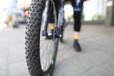 Bicycle man background. Sport equipment.の写真素材