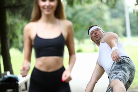 Horny male with stupid face stumbled and lostの写真素材