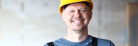 Joyful builder in hardhat