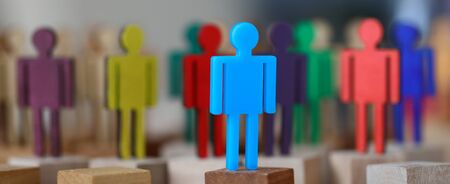 Group multi-colored silhouettes business people teamwork meeting closeup background. Social media marketing advantage leader conceptの写真素材