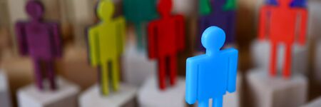 Group multi-colored silhouettes business people teamwork meeting closeup background. Social media marketing advantage leader conceptの写真素材