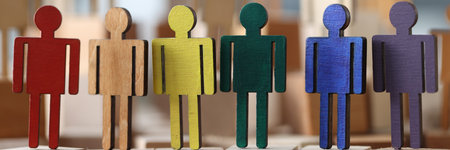 Wooden little men in lgbt colors. Sex minorities and their lifestyle conceptの写真素材