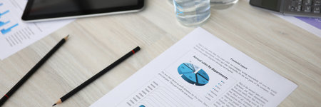 On the meeting table for the participants is a financial report. Working atmosphere for discussing...