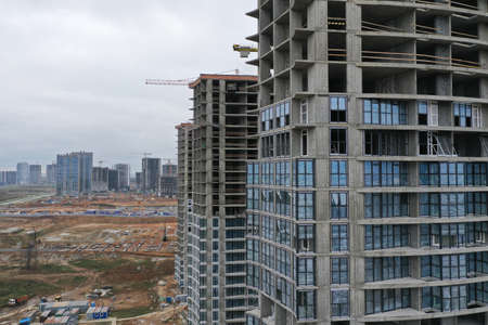 New multi-storey house is being built in cityの写真素材