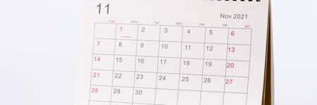 Calendar for November 2021 is on table closeupの写真素材