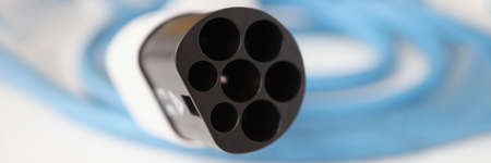 Electric vehicle charging for electric cars closeupの写真素材