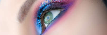 Beautyful woman with make-up closeup macro photo.の写真素材