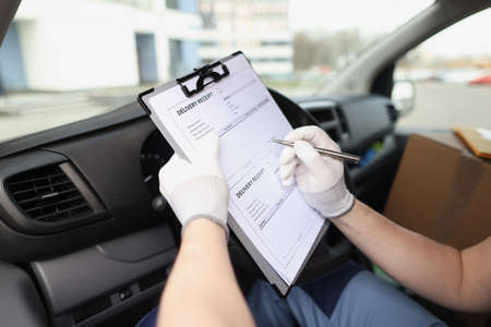 Specialist courier from delivery done workの写真素材