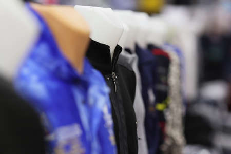 Set of mannequins with clothes on it placed in lineの写真素材