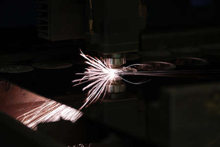 Bright sparks from metal turning, streamの写真素材