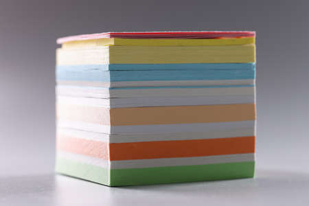 Perfect stack of colourful paper for notes, set of sticky post it notes