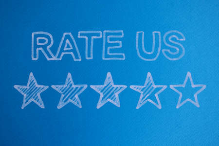 Inscription Rate us and stars with customer reviewsの写真素材