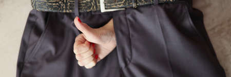 Classic trousers with black beltの写真素材