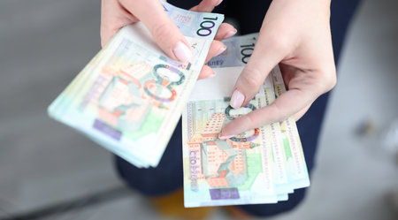 Woman hands counting ruble money, business and finance
