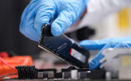 Installation of new RAM or processor of personal computer in service.
