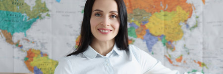 Smiling female employee of logical international company