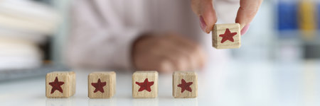 Five stars reviews review and rating conceptの写真素材