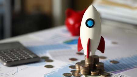 Space ship and investment incomeの写真素材