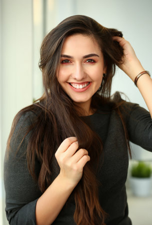 Beautiful european woman portrait. Worth officeの写真素材