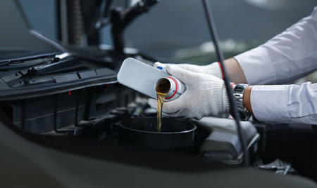 Repairman and service station workerの写真素材