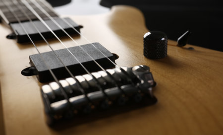 Classic shape wooden electric guitar with rosewood neckの写真素材