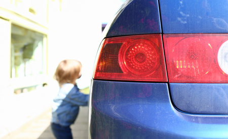 Rear left car lantern optics blue on redの写真素材