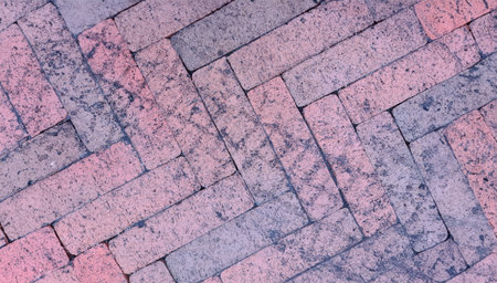 Dirty footprint from car on paving slabs closeup backgroundの写真素材