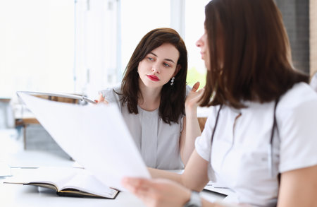 Beautiful businesswoman portrait at workplaceの写真素材