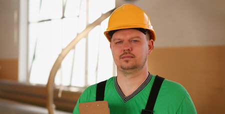 Portrait of young attractive man in workの写真素材