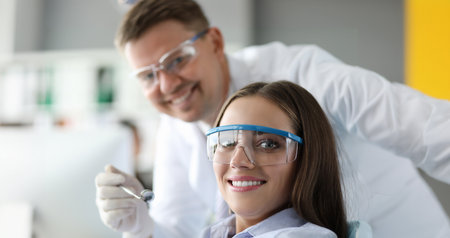 Cute woman wearing glasses in hospitalの写真素材