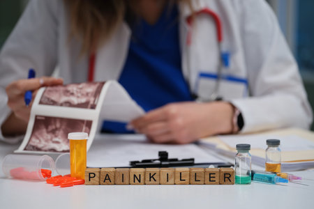 A Medical Professional Responsible for Managing Painkiller and Medical Prescription Processesの写真素材