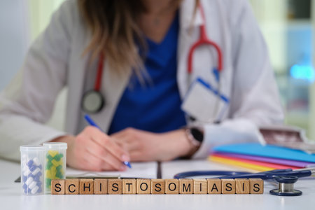 A Medical Professional Conducting an InDepth Analysis of Schistosomiasis at the Clinicの写真素材