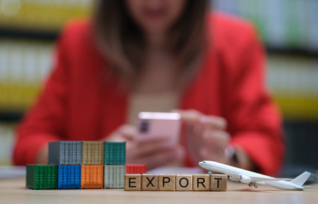 The Export Business A Symbolic Representation Illustrating Key Concepts of Global Tradeの写真素材