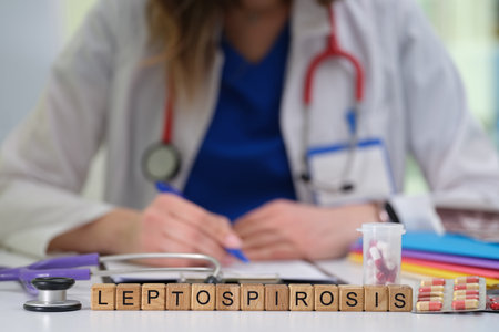 A dedicated medical professional focused on the thorough diagnosis of leptospirosis infectionの写真素材