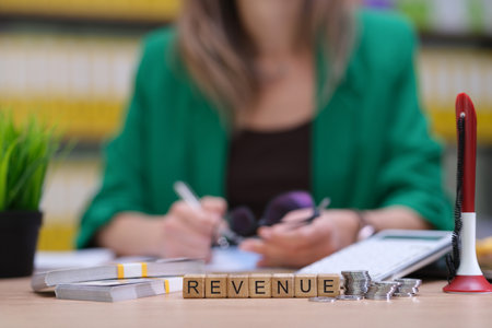 Comprehensive Business Revenue Analysis Conducted Within a Professional Office Settingの写真素材