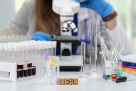 Laboratory Experiment Analyzing LDL and Biological Samples for Research Purposesの写真素材