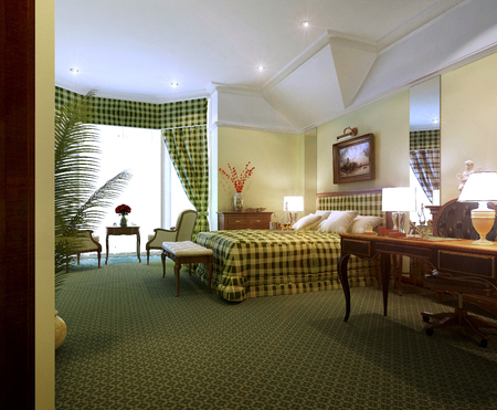 Modern bedroom in a style. 3d renderの写真素材