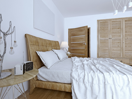 Bedchamber contemporary design. 3D renderの写真素材