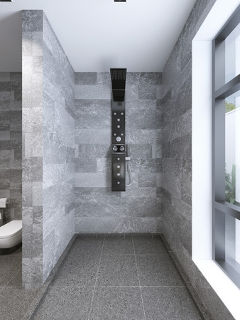 High-tech shower separate from bathroom. 3D renderの写真素材