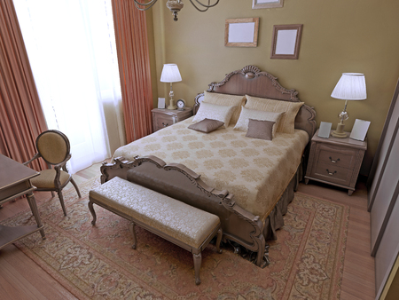 Modern design of bedroom. 3D renderの写真素材