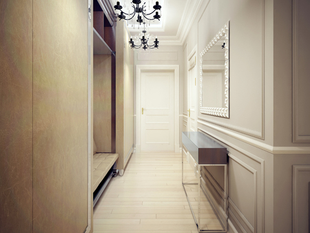 The narrow entrance in Art Deco style. 3D renderの写真素材