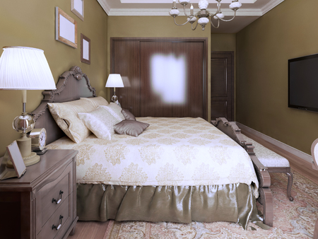 Idea of modern bedroom english style. 3D renderの写真素材